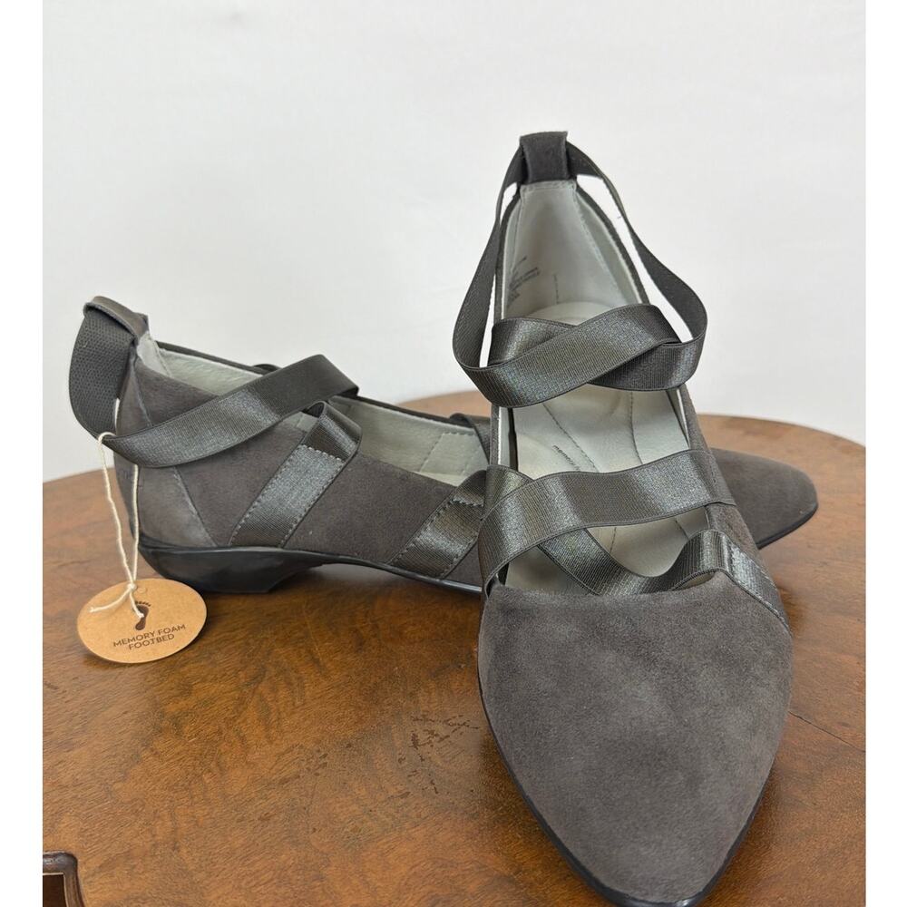 NWT Jambu Charcoal Stretchy Strap Pointed Toe Flats Size 10